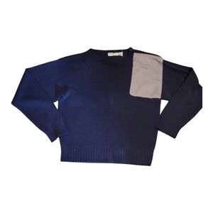 Yves St. Laurent Mens Knitted Sweater Size Medium Large Blue Gray B24